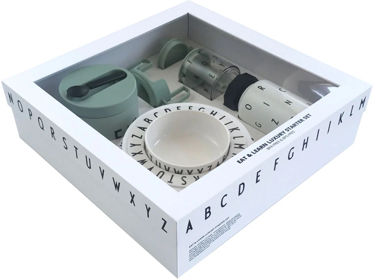 Design letters premium astiasto lapselle lahjapakkauksessa